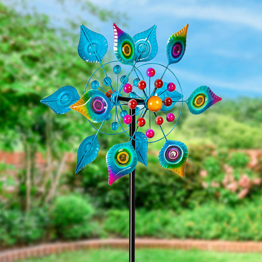 75"H Peacock Tail Wind Spinner