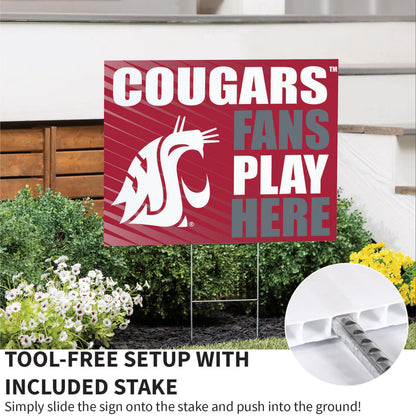 Washington State University Coroplast Yard Sign "Fans Play Here"