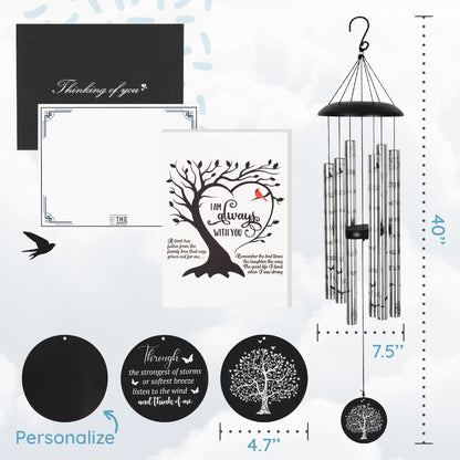 40" Serenity Memorial Wind Chimes, Thoughtful Gift For Special Occasions or Reflections Amazing Grace Scripture