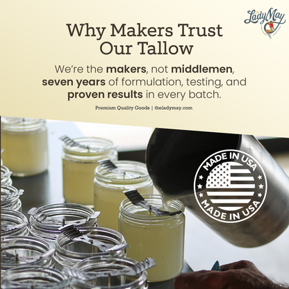 Bulk Grass-Fed Beef Tallow for Soap, Skincare & Candles | 2,8,16 lbs | Maker-Proven Quality