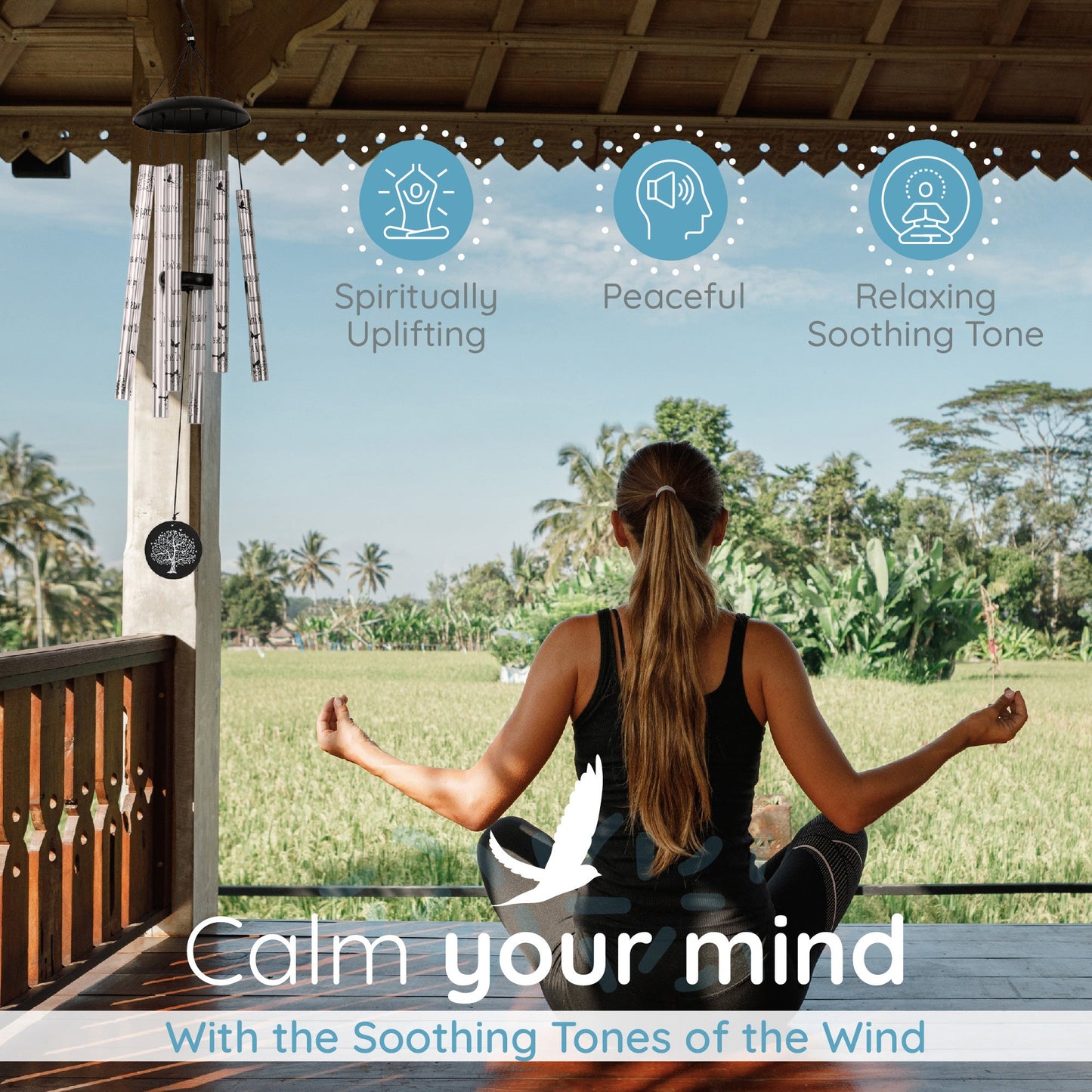 40" Serenity Memorial Wind Chimes, Thoughtful Gift For Special Occasions or Reflections Amazing Grace Scripture