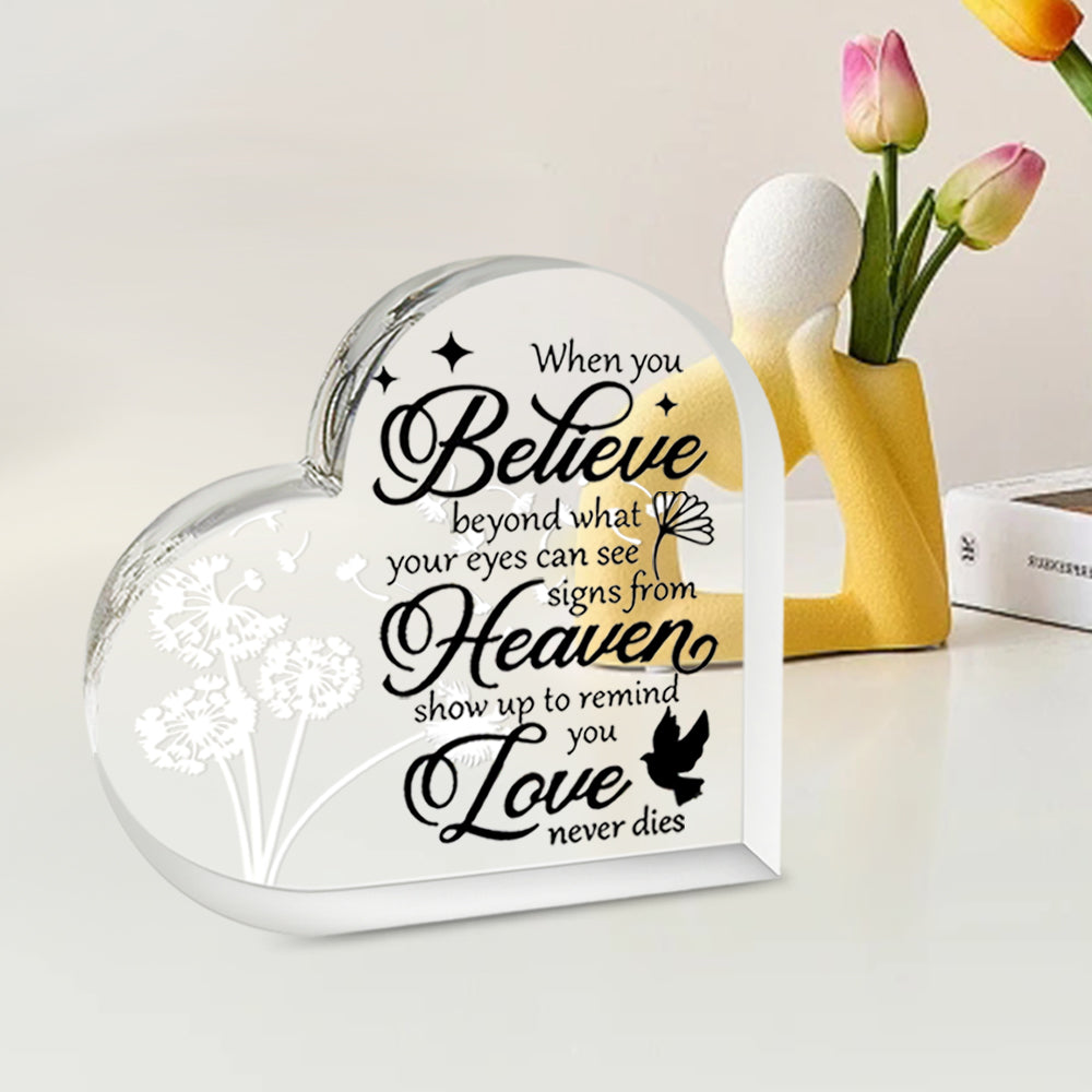 Acrylic Memorial Heart - When You Believe