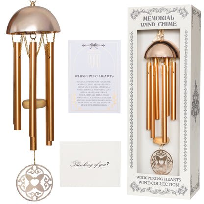 15” Wind Chime with Gift Box – Whispering Hearts™ Collection – Warm Gold Aluminum with Personalizable Heart Charm