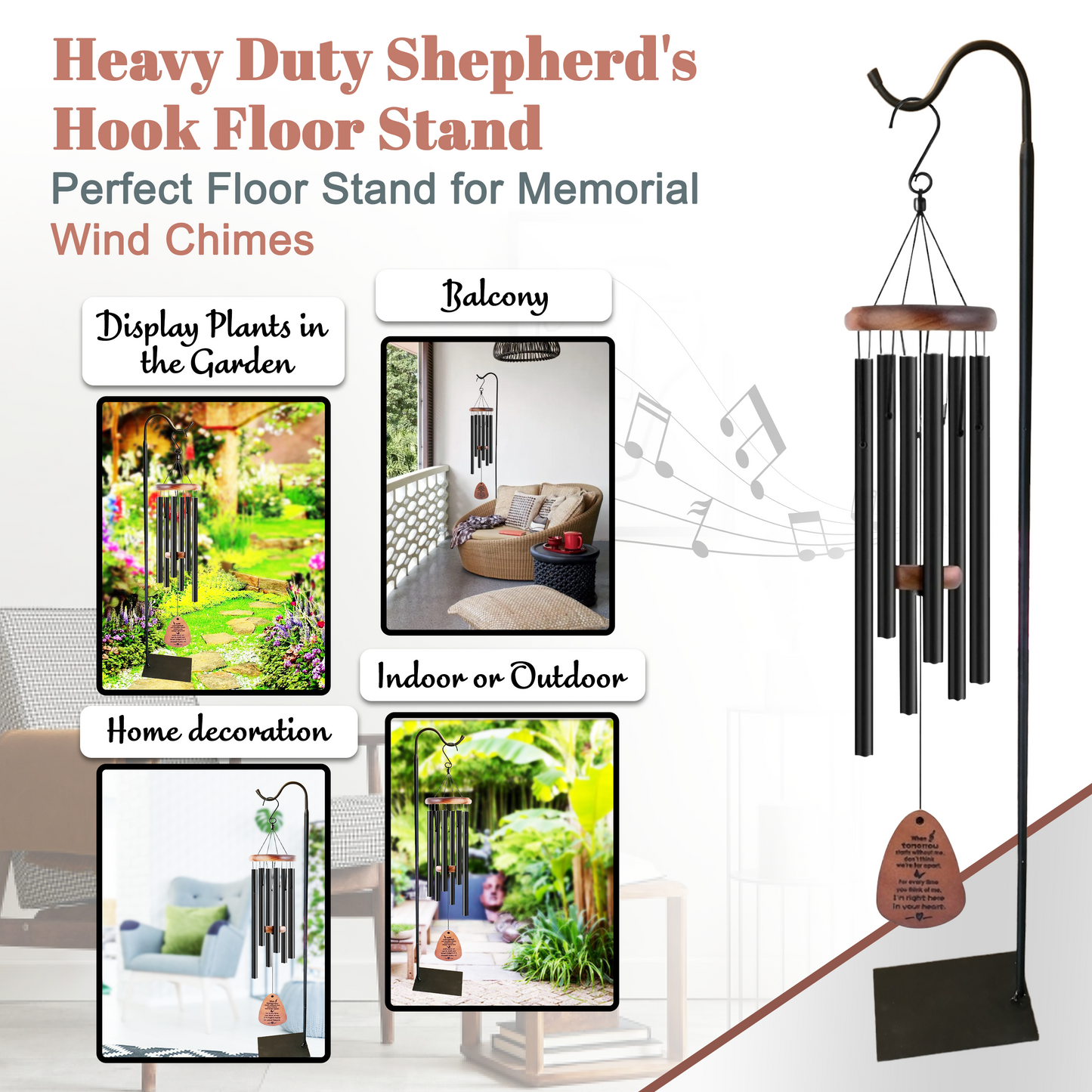 60" Adjustable Heavy Duty Shepherd's Hook Floor Stand For Patio/Garden