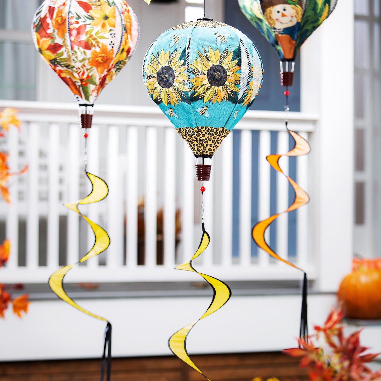 Welcome Friends Leopard Sunflower Burlap Balloon Spinner