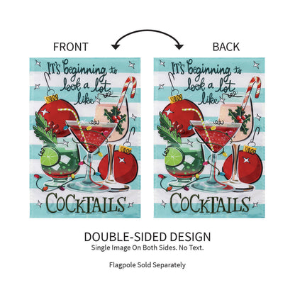 Christmas Cocktail Applique Garden Flag