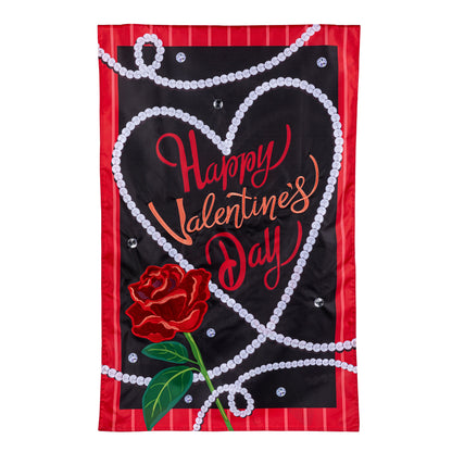 Valentine's Day Pearls Applique House Flag