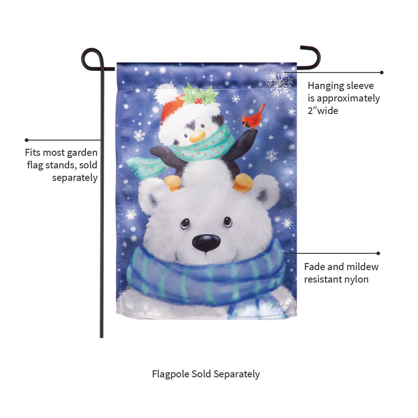 Polar Bear and Friends Lustre Garden Flag