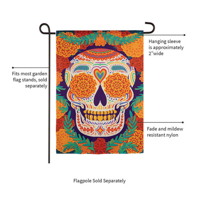 Day of the Dead Skull Burlap Garden Flag