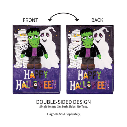 Happy Halloween Trio Applique Garden Flag
