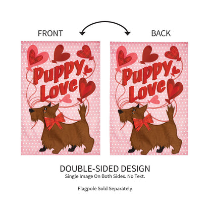 Puppy Love Applique Garden Flag