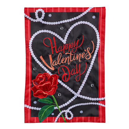 Valentine's Day Pearls Applique Garden Flag