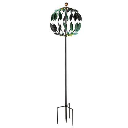 Metal Wind Spinner, Blue and Green Leaves, 74"H