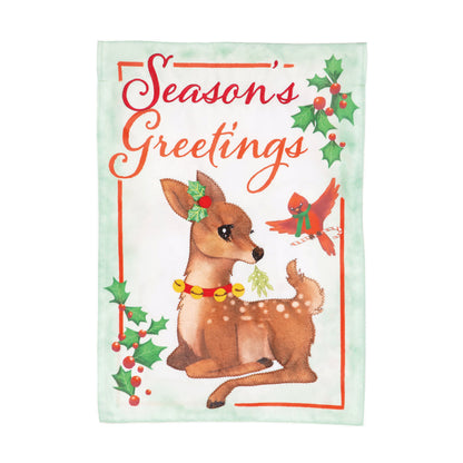 Seasons Greetings Applique Garden Flag