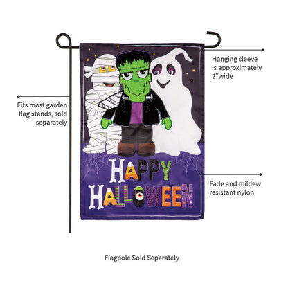 Happy Halloween Trio Applique Garden Flag