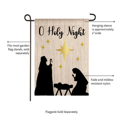 Nativity Silhouette Burlap Garden Flag