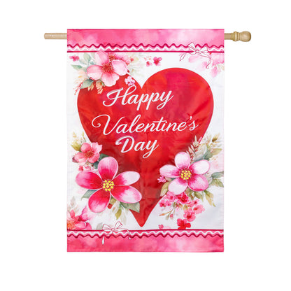 Happy Valentine’s Day Heart Applique House Flag