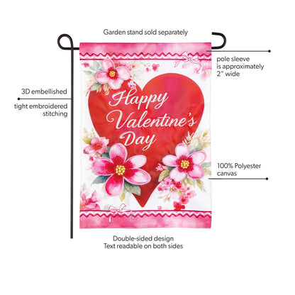 Happy Valentine’s Day Heart Applique Garden Flag