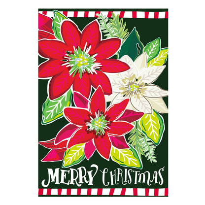 Holiday Poinsettia Applique House Flag