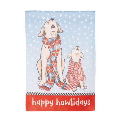Winter Pups Suede Garden Flag