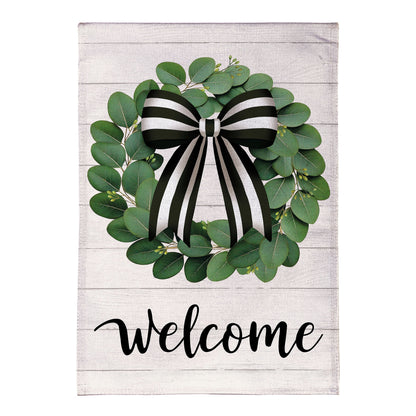 Eucalyptus Leaves Wreath Burlap House Flag
