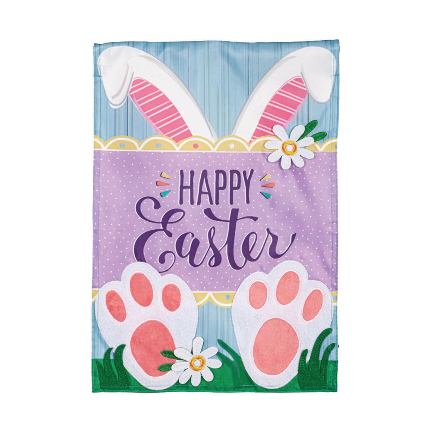 Happy Easter Bunny Applique Garden Flag