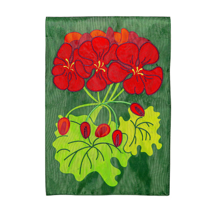 Geraniums Applique Garden Flag