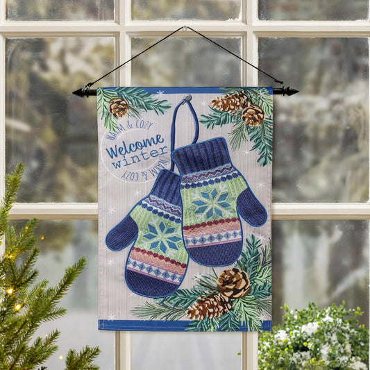 Winter Mittens Applique Garden Flag
