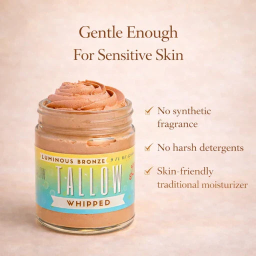Luminous Bronze Whipped Tallow Moisturizer - Natural Bronzing Body Butter with Mica