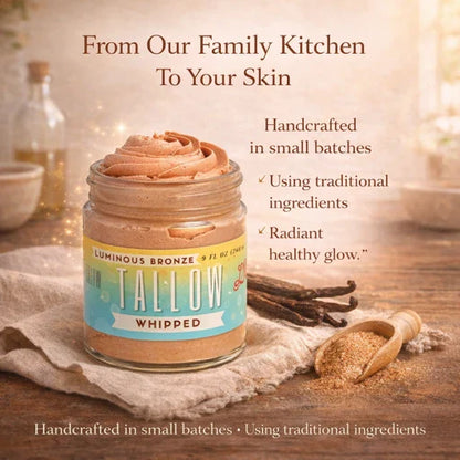 Luminous Bronze Whipped Tallow Moisturizer - Natural Bronzing Body Butter with Mica