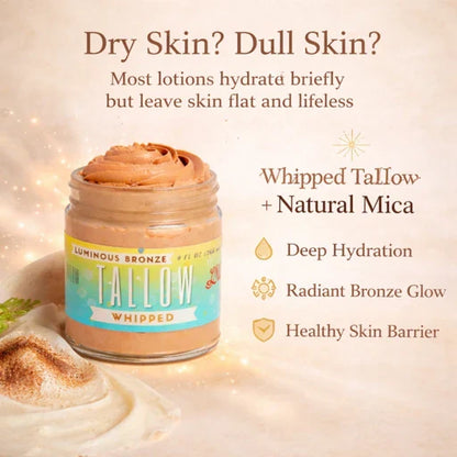 Luminous Bronze Whipped Tallow Moisturizer - Natural Bronzing Body Butter with Mica