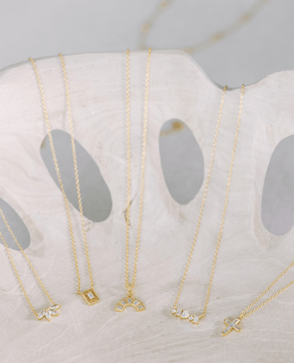 Gold Crystal Rainbow Necklace