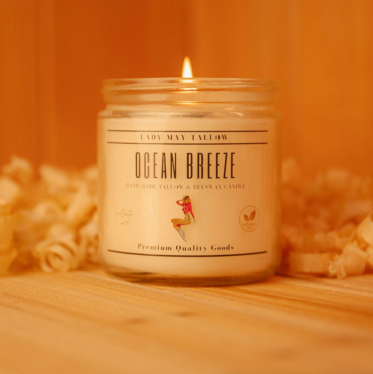 Lady May Tallow "Classic" Tallow & Beeswax Candle 16oz | 7 Natural Scents | Non-Toxic Clean Burning