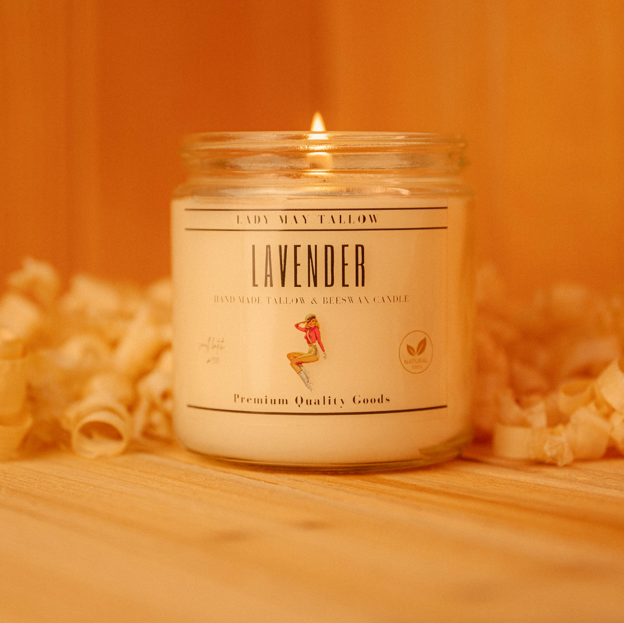 Lady May Tallow "Classic" Tallow & Beeswax Candle 16oz | 7 Natural Scents | Non-Toxic Clean Burning