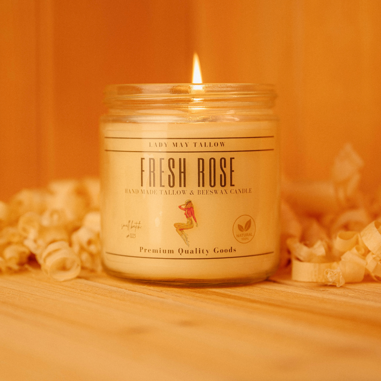 Lady May Tallow "Classic" Tallow & Beeswax Candle 16oz | 7 Natural Scents | Non-Toxic Clean Burning