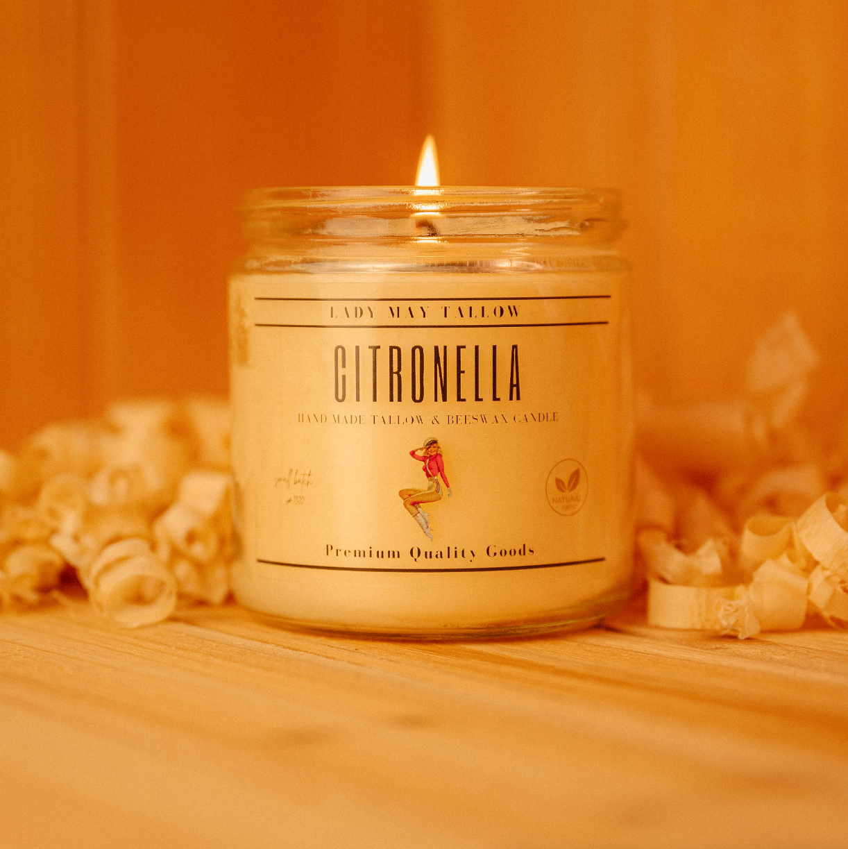 Lady May Tallow "Classic" Tallow & Beeswax Candle 16oz | 7 Natural Scents | Non-Toxic Clean Burning