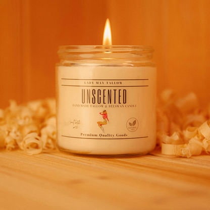 Lady May Tallow "Classic" Tallow & Beeswax Candle 16oz | 7 Natural Scents | Non-Toxic Clean Burning