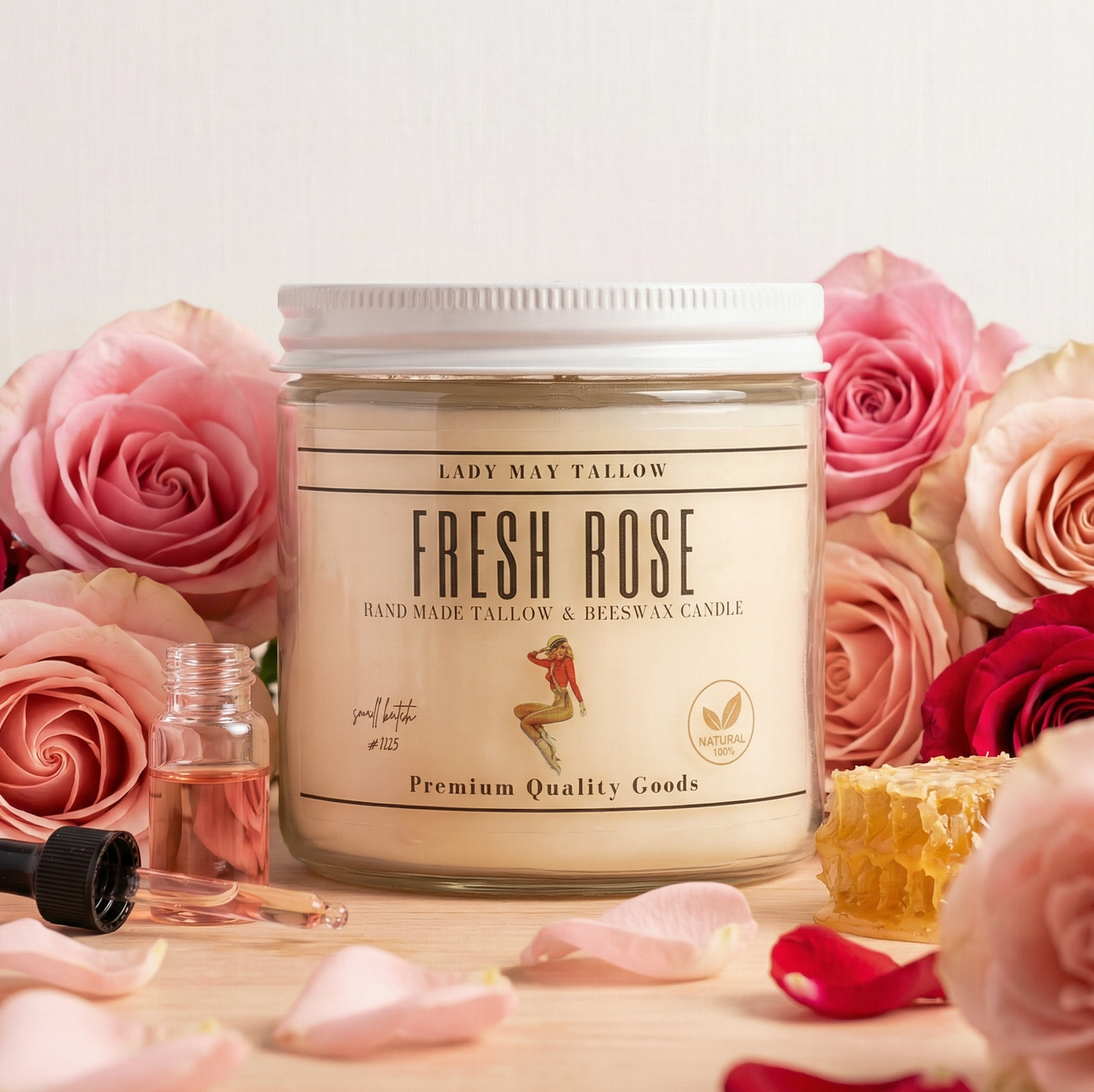 Lady May Tallow "Classic" Tallow & Beeswax Candle 16oz | 7 Natural Scents | Non-Toxic Clean Burning