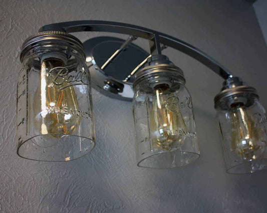 Hand Cut Open Bottom Mason Jar for Lighting Shade or Crafts