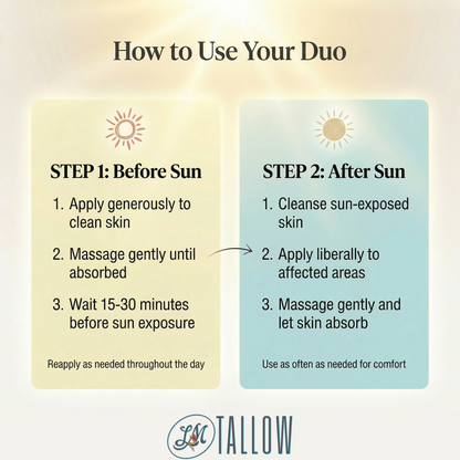 Tallow Sun Care Duo - Natural Before & After Sun Cream Gift Set with Zinc Oxide
