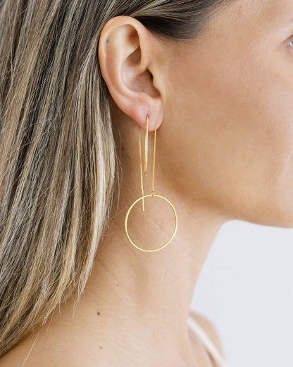 Gold Circle Drop Earrings