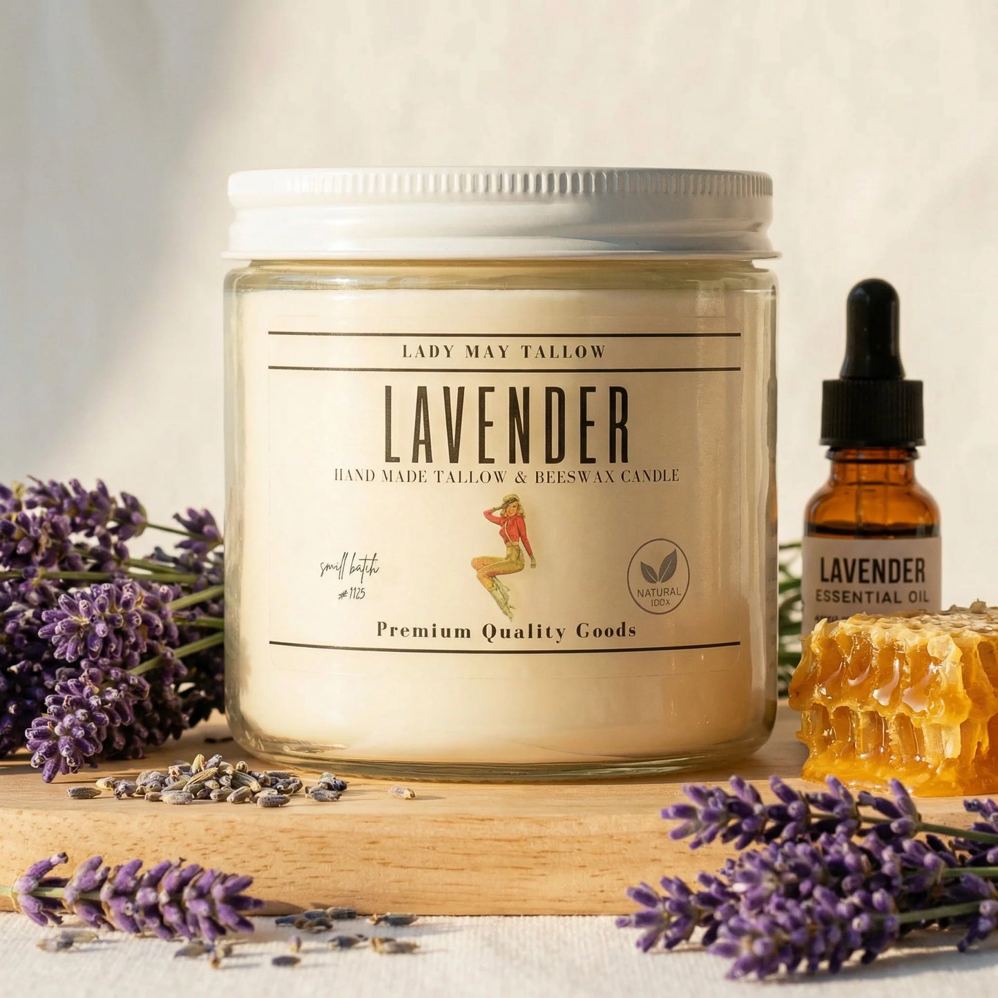 Lady May Tallow "Classic" Tallow & Beeswax Candle 16oz | 7 Natural Scents | Non-Toxic Clean Burning