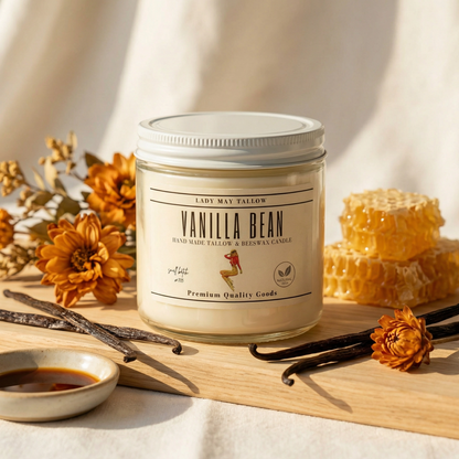 Lady May Tallow "Classic" Tallow & Beeswax Candle 16oz | 7 Natural Scents | Non-Toxic Clean Burning