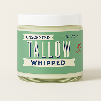 Unscented Whipped Tallow – All-Natural Moisturizer | Pure Beef Tallow Cream for Face & Body, Handmade, Preservative-Free Skincare
