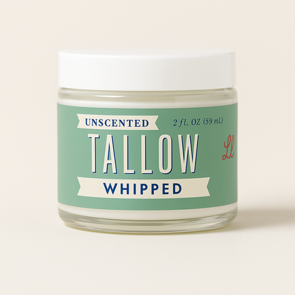 Unscented Whipped Tallow – All-Natural Moisturizer | Pure Beef Tallow Cream for Face & Body, Handmade, Preservative-Free Skincare
