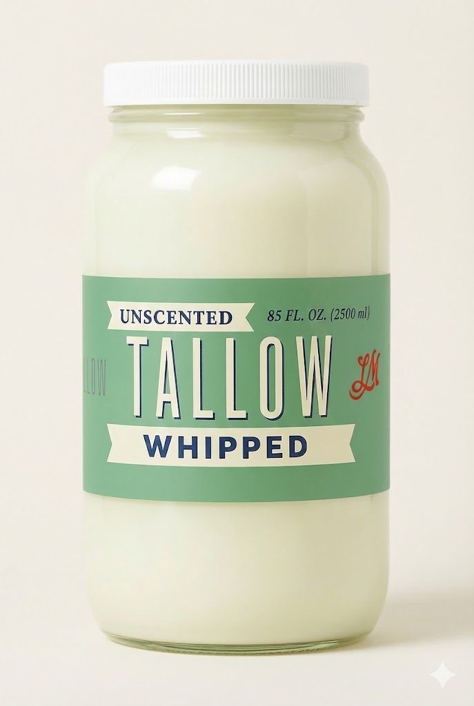 Unscented Whipped Tallow – All-Natural Moisturizer | Pure Beef Tallow Cream for Face & Body, Handmade, Preservative-Free Skincare