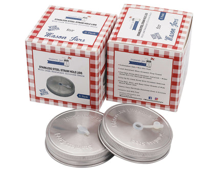 Straw Hole Tumbler Stainless Steel Lids for Mason Jars 5 Pack