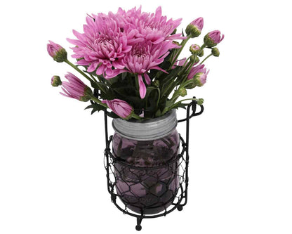 Single Pint Jar Caddy with Chicken Wire for Hanging or Carrying One Mason Jar