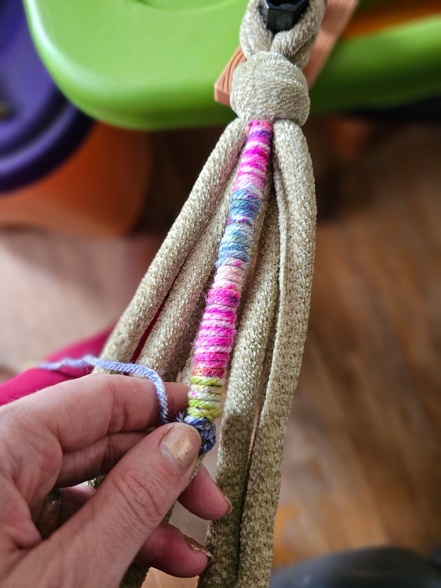 Boho Wrapped Macrame Plant Hangers – Handmade & One of a Kind - Plants 3 trees - Small For 5 Inch Pots