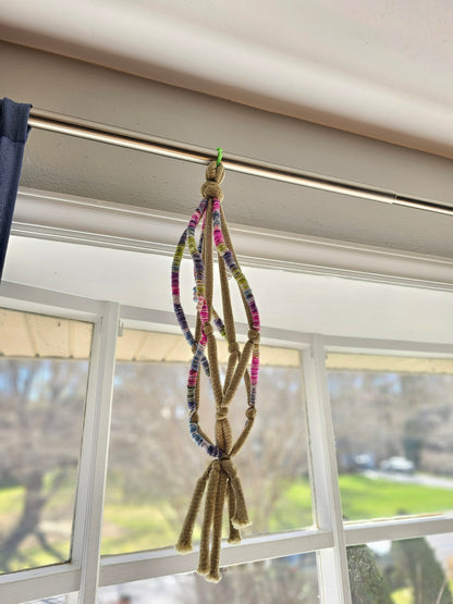 Boho Wrapped Macrame Plant Hangers – Handmade & One of a Kind - Plants 3 trees - Small For 5 Inch Pots